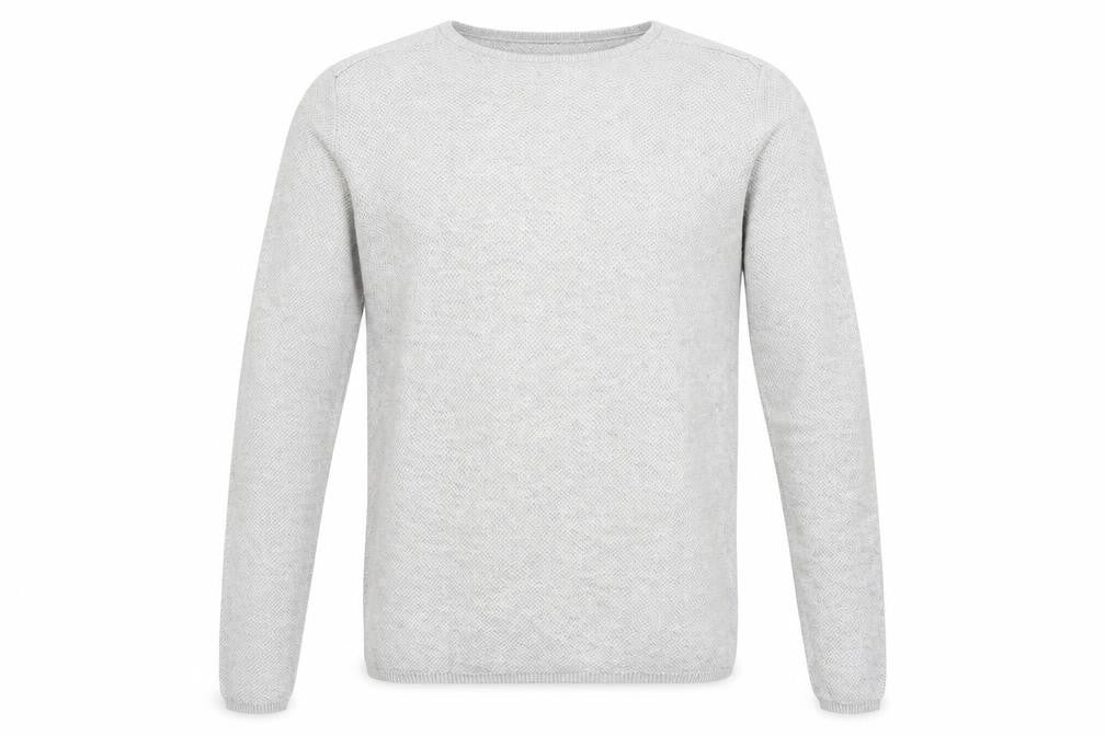 TRMY Mens Grey Round Neck Cotton Pullover Jumper Size M Long Sleeve