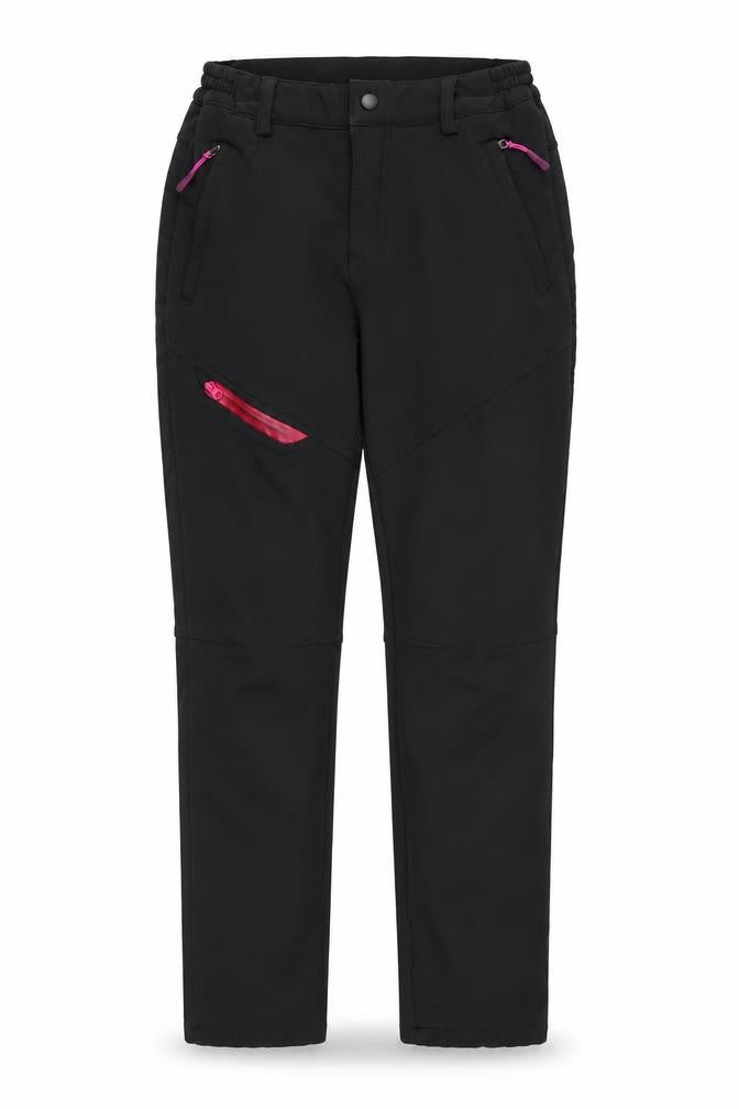 Front view of Preworn women’s black polyester trousers, size M, regular zip