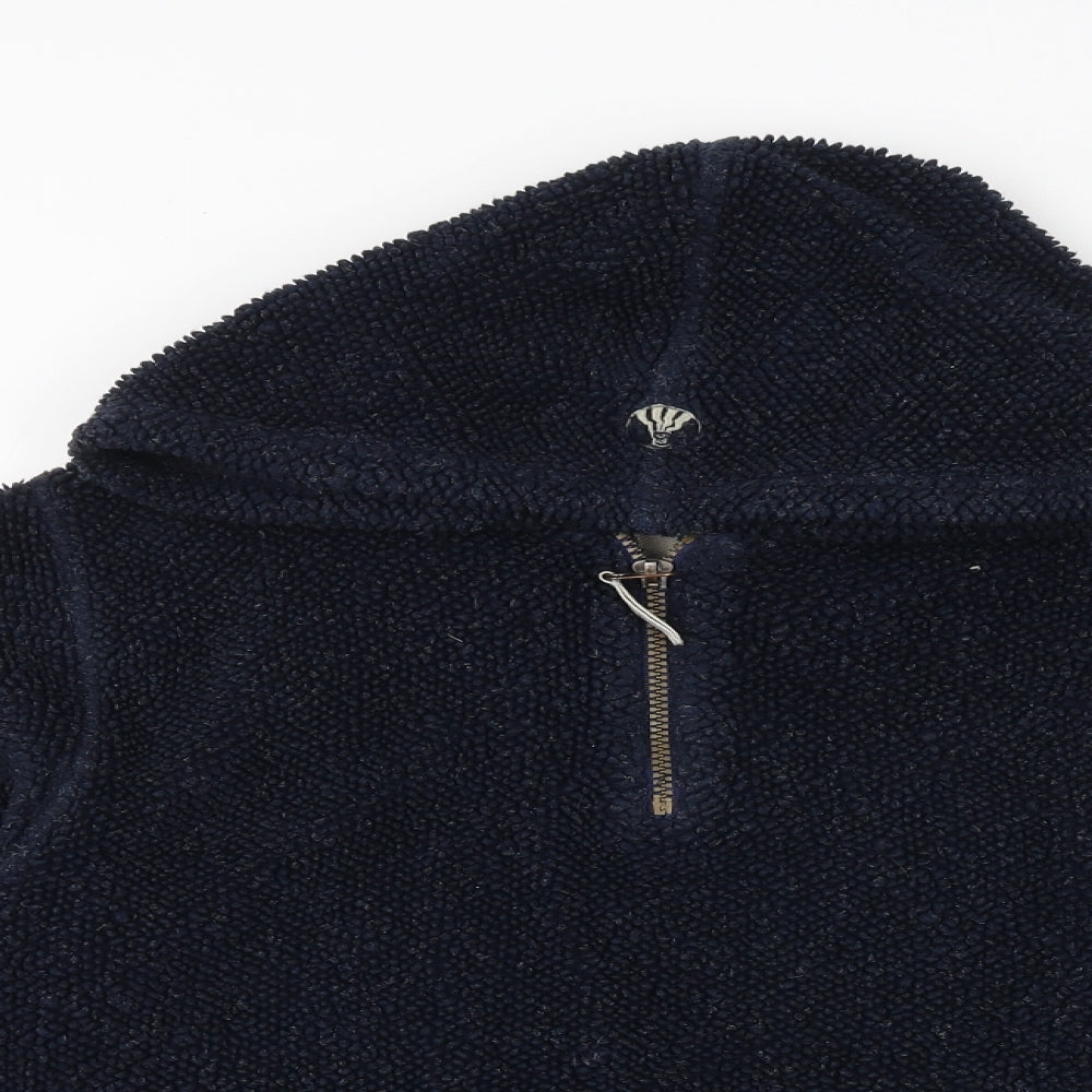 Preworn Womens Blue Acrylic Pullover Sweatshirt Size S Zip