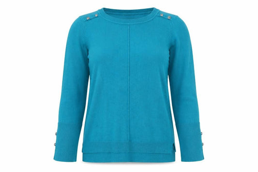 Front view of Primark women’s green boat neck acrylic jumper, size S