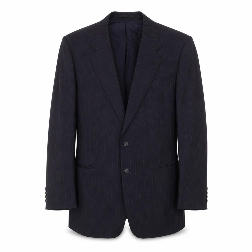 Front view of St Michael men’s blue striped wool jacket suit jacket, size 44, regular