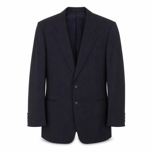 Front view of St Michael men’s blue striped wool jacket suit jacket, size 44, regular