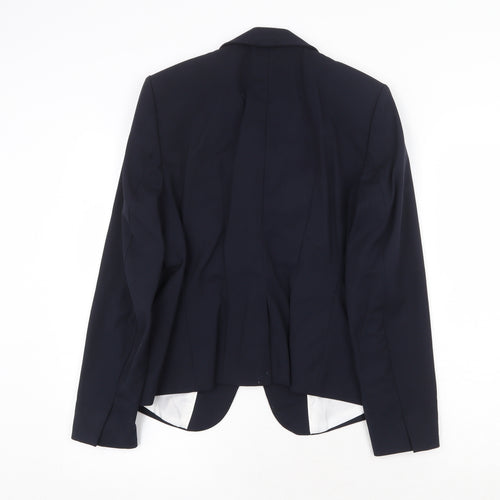 H&M Womens Blue Polyester Jacket Blazer Size 16 Button