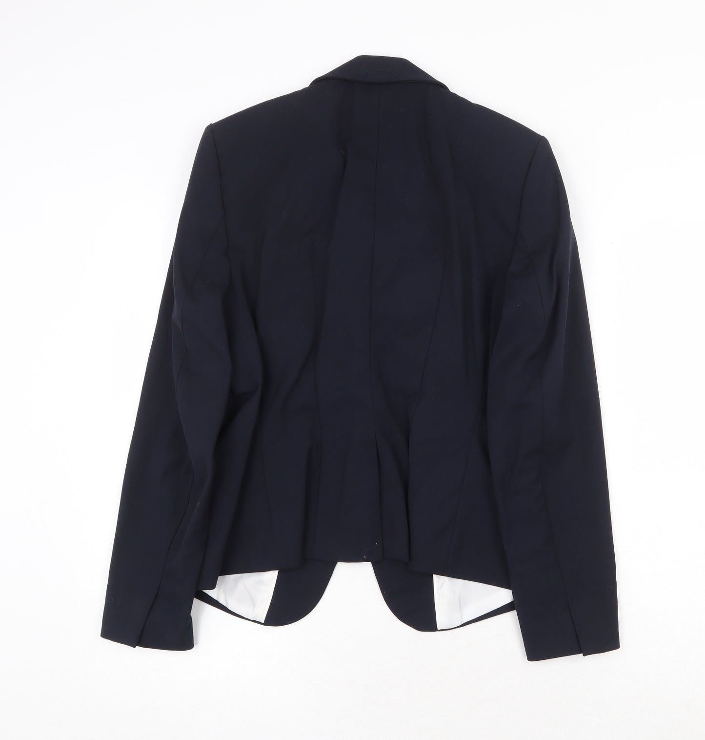H&M Womens Blue Polyester Jacket Blazer Size 16 Button