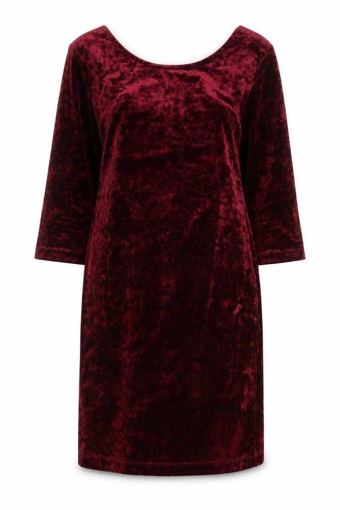 Front view of Forever 21 women’s red polyester a-line, size L, round neck hook & eye