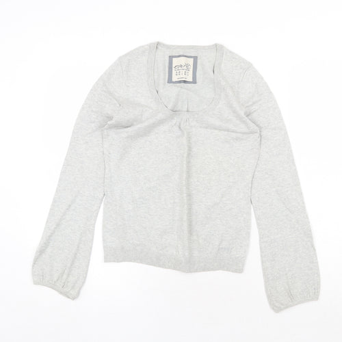 Espirit Womens Grey Scoop Neck Cotton Pullover Jumper Size XS