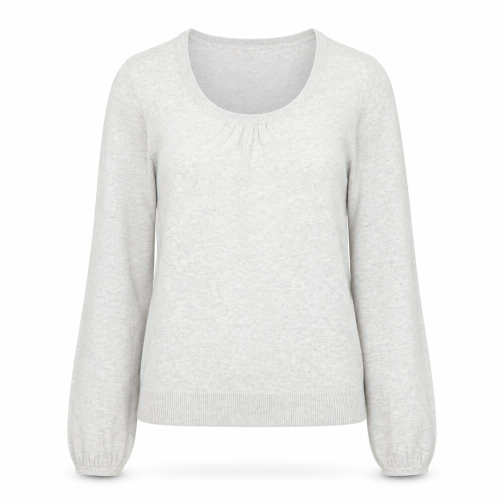 Front view of ESPRIT women’s grey scoop neck cotton jumper, size XS
