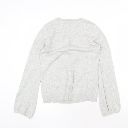 Espirit Womens Grey Scoop Neck Cotton Pullover Jumper Size XS