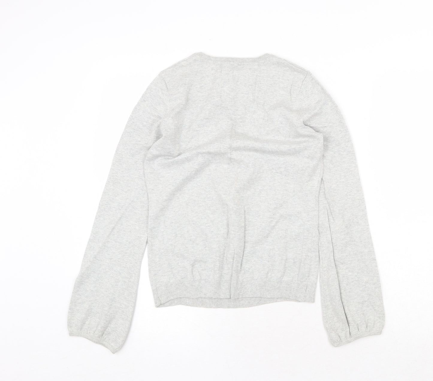 Espirit Womens Grey Scoop Neck Cotton Pullover Jumper Size XS
