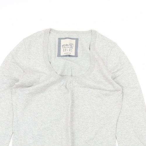 Espirit Womens Grey Scoop Neck Cotton Pullover Jumper Size XS