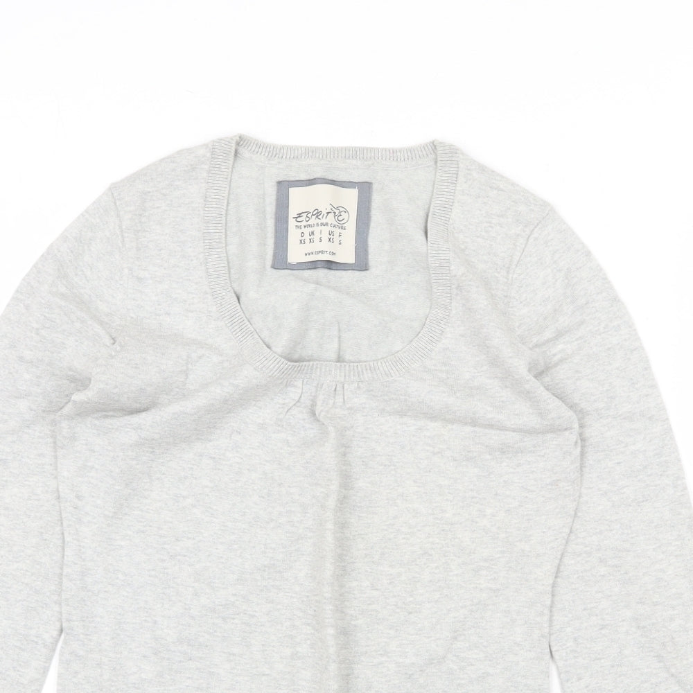 Espirit Womens Grey Scoop Neck Cotton Pullover Jumper Size XS