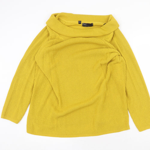 BPC Womens Yellow Roll Neck Cotton Pullover Jumper Size XL