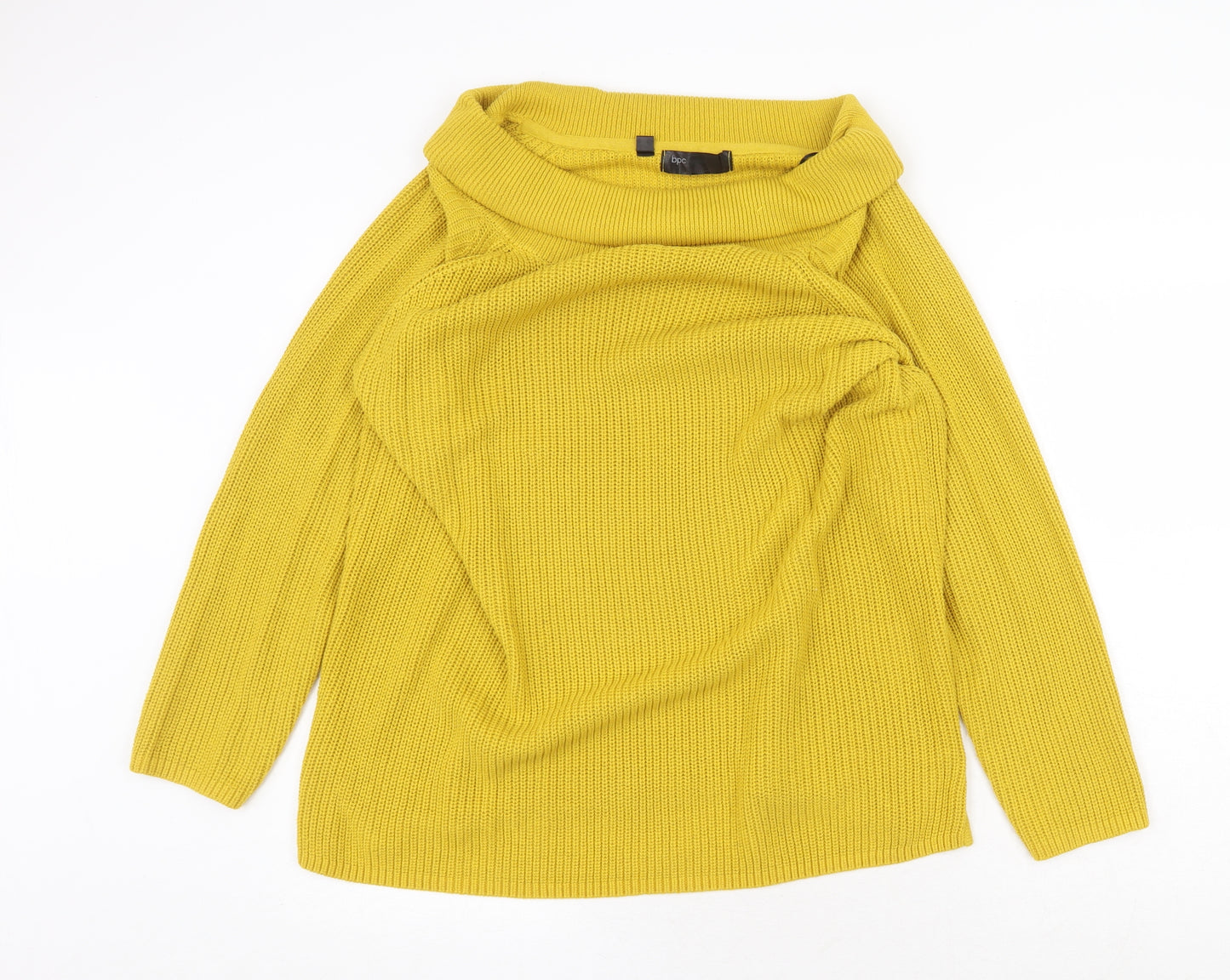 BPC Womens Yellow Roll Neck Cotton Pullover Jumper Size XL