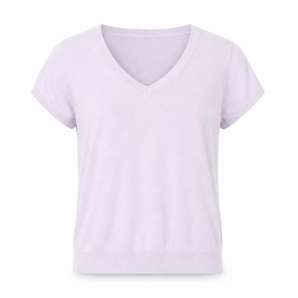 Preworn Womens Purple V-Neck Cotton Pullover Jumper Size L