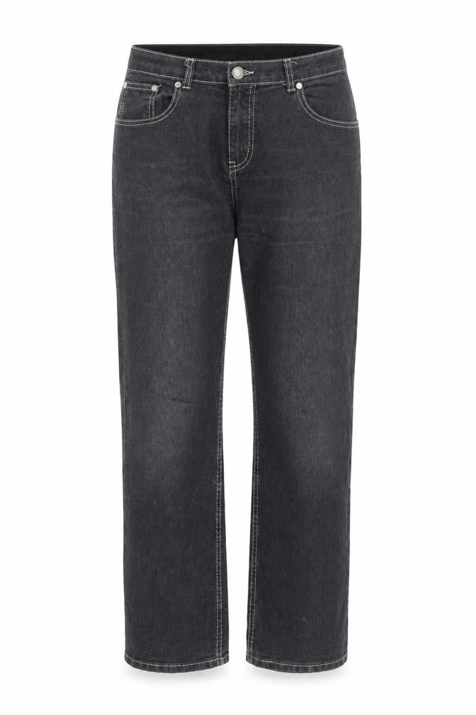 Preworn Womens Grey Cotton Straight Jeans Size 32 in Regular Zip