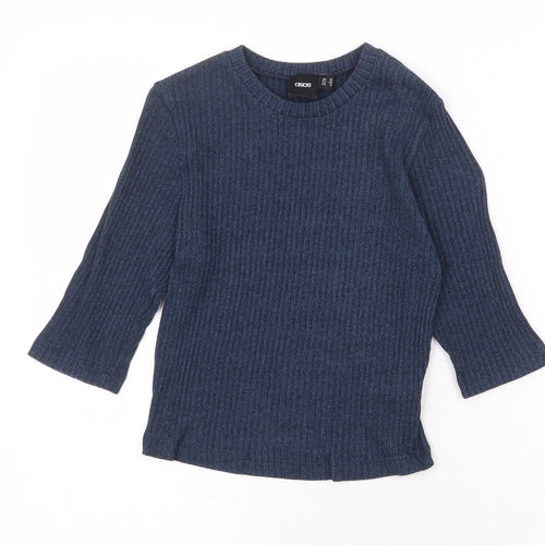 ASOS Womens Blue Round Neck Cotton Pullover Jumper Size 10 Pullover - Ribbed