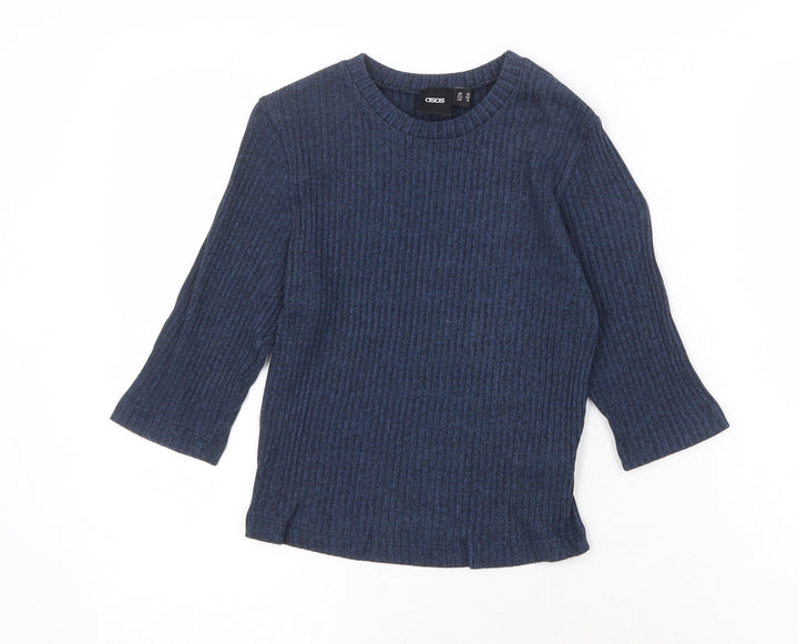 ASOS Womens Blue Round Neck Cotton Pullover Jumper Size 10 Pullover - Ribbed