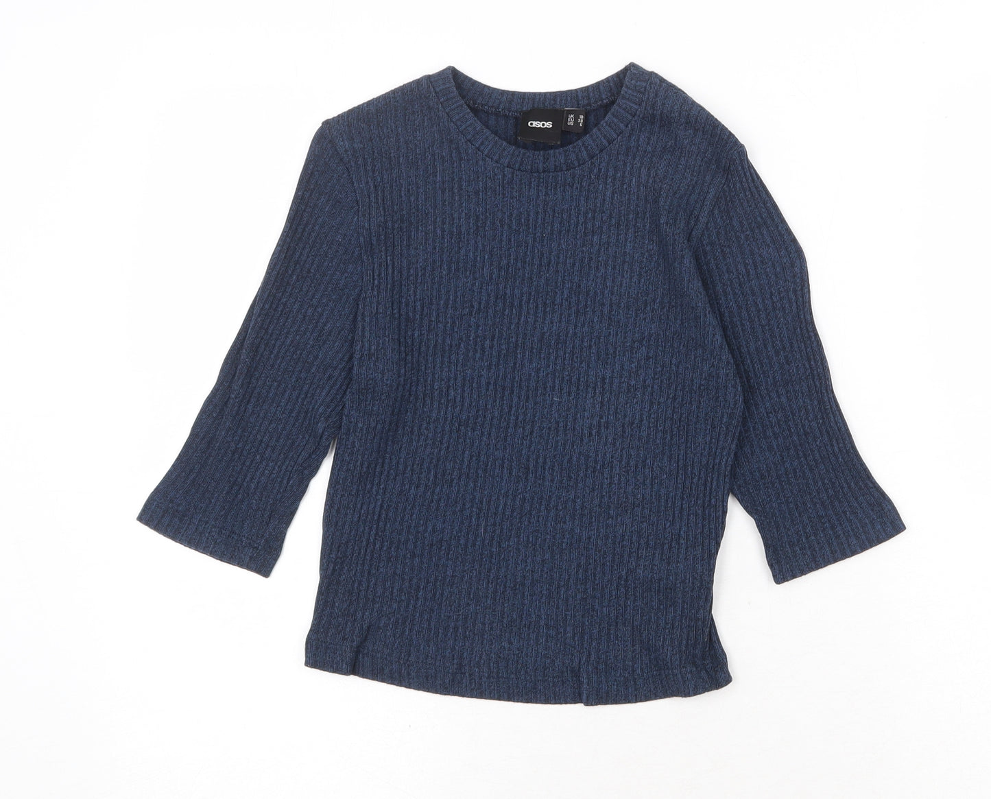 ASOS Womens Blue Round Neck Cotton Pullover Jumper Size 10 Pullover - Ribbed