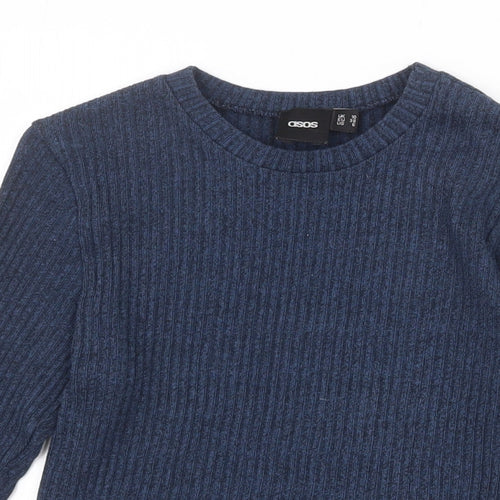 ASOS Womens Blue Round Neck Cotton Pullover Jumper Size 10 Pullover - Ribbed