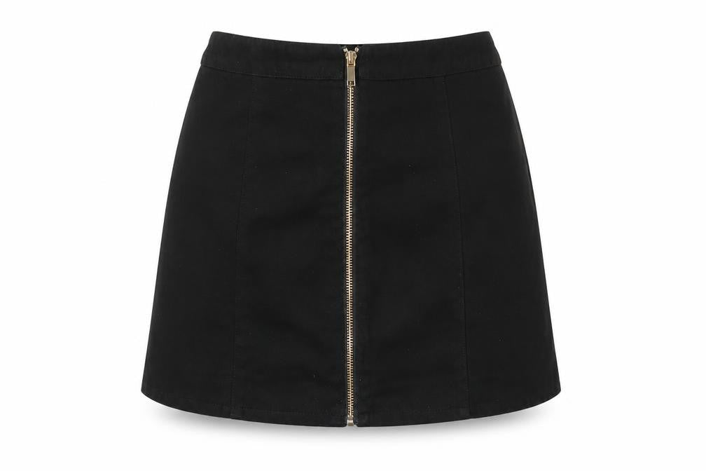 Divided by H&M Womens Black Polyester A-Line Skirt Size 8 Zip
