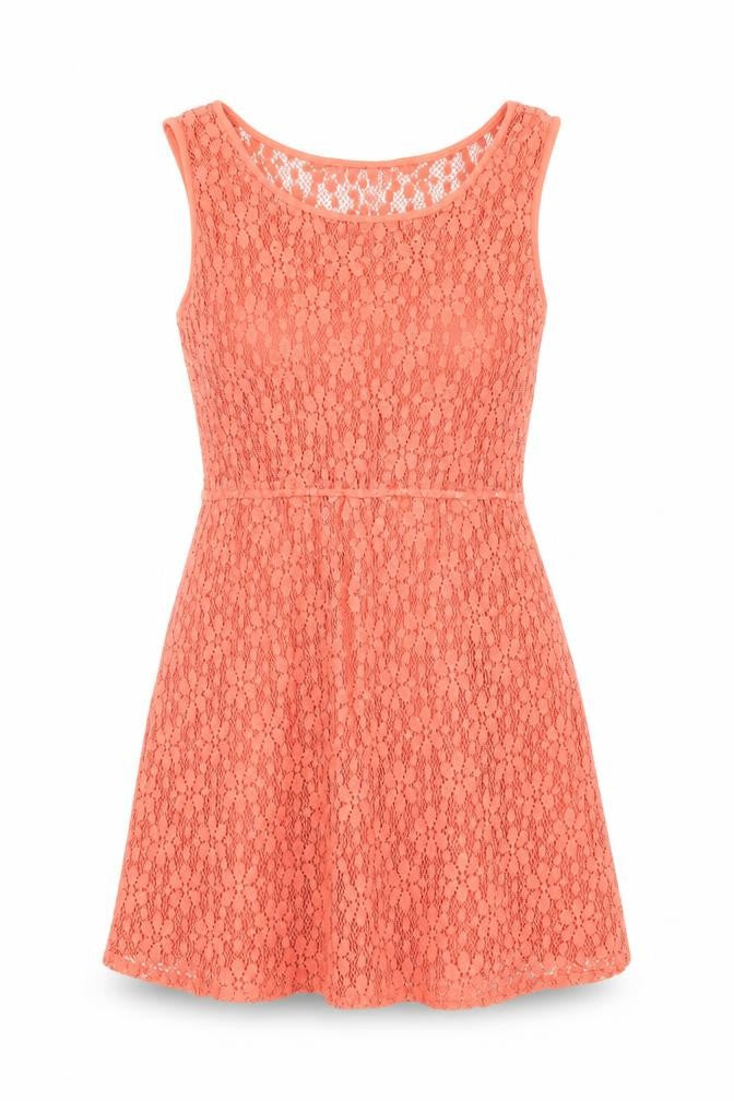 Angie Womens Pink Floral 100% Cotton Fit & Flare Size L Round Neck Pullover