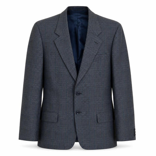 Front view of Berkertex men’s blue geometric polyester jacket suit jacket, size 40, regular