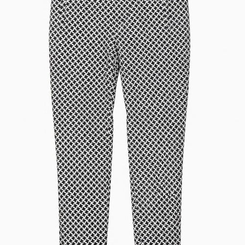 Dorothy Perkins Womens Black Geometric Viscose Trousers Size 6 Regular Zip