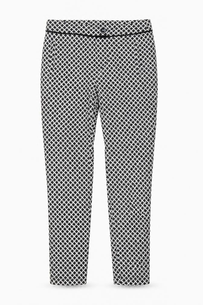 Dorothy Perkins Womens Black Geometric Viscose Trousers Size 6 Regular Zip