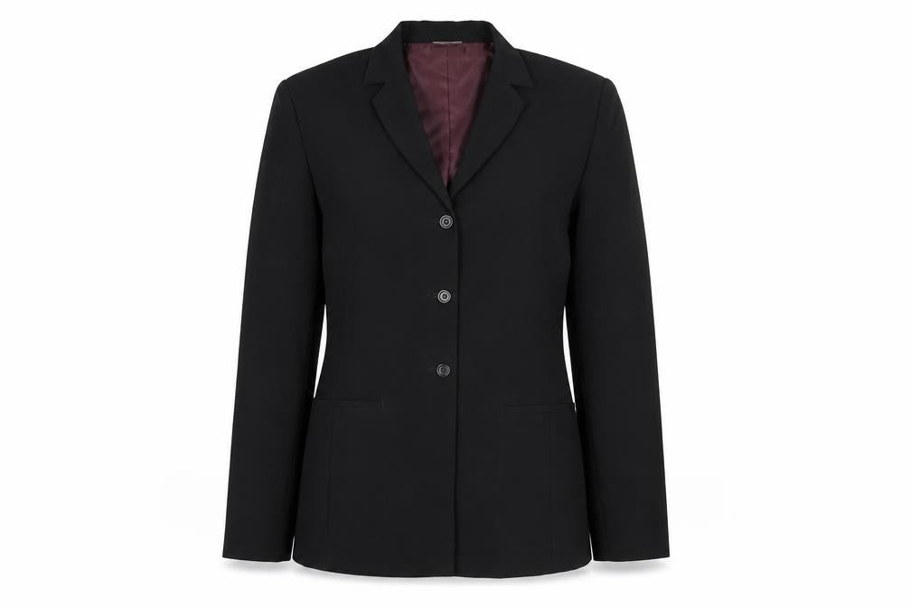 Front view of Select women’s black polyester jacket suit jacket, size UK 12