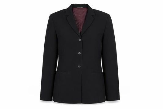 Front view of Select women’s black polyester jacket suit jacket, size UK 12