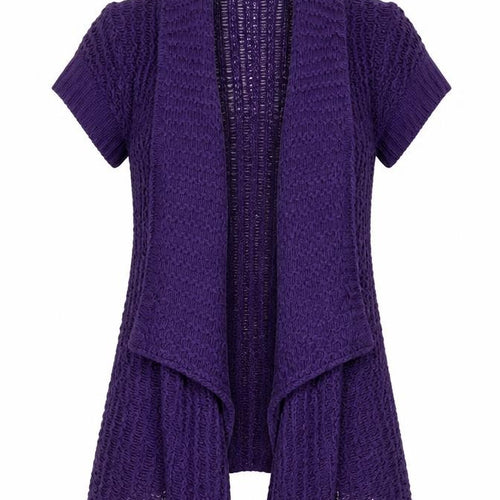 Mia Moda Womens Purple Collared Acrylic Cardigan Jumper Size M