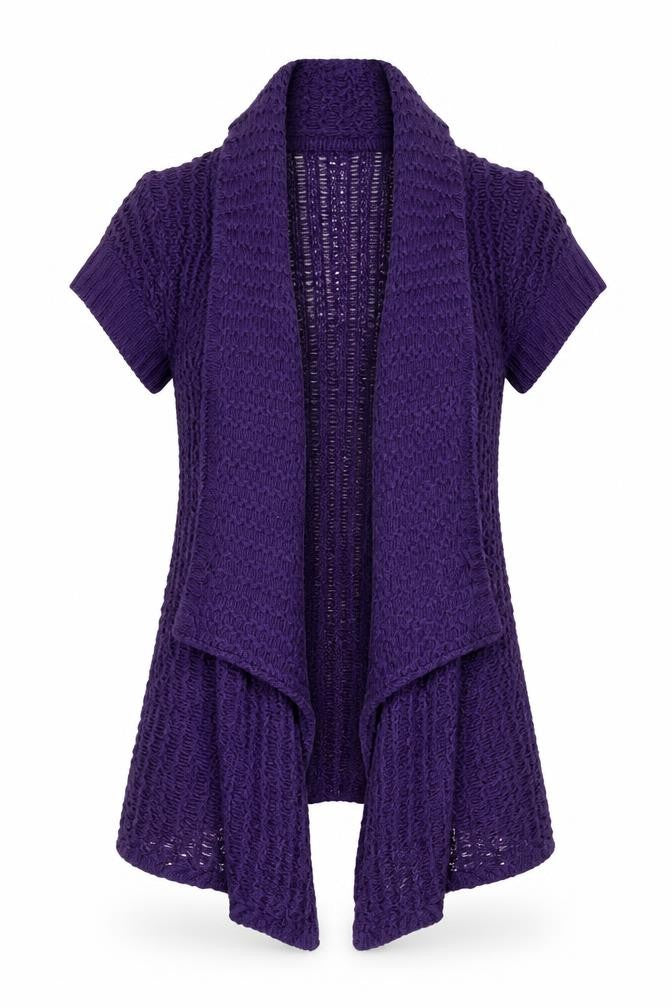 Mia Moda Womens Purple Collared Acrylic Cardigan Jumper Size M