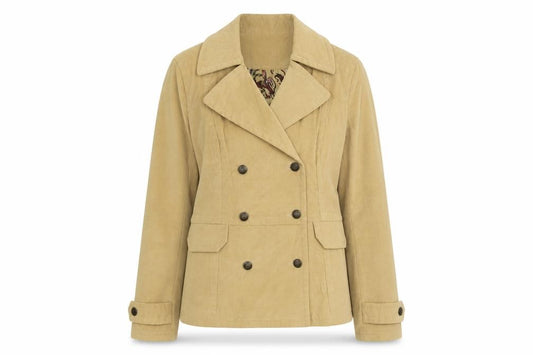 Front view of Nicole women’s beige jacket, size UK 8, button