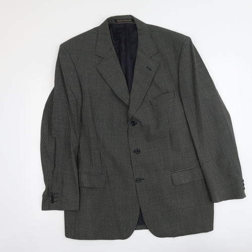 Marks and Spencer Mens Blue Geometric Wool Jacket Suit Jacket Size L Regular