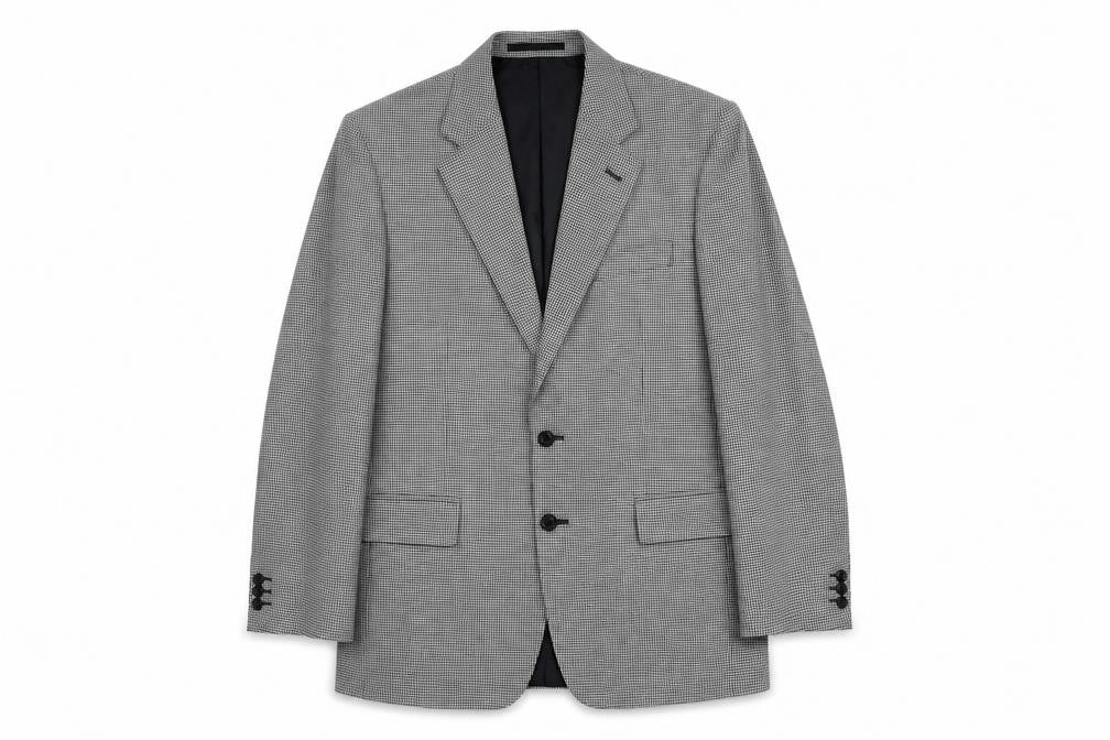 Front view of SCOTT men’s black geometric polyester jacket blazer, size M, regular
