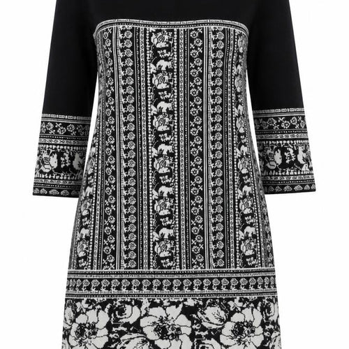 Bonmarché Womens Black Floral Nylon A-Line Size S Round Neck Pullover