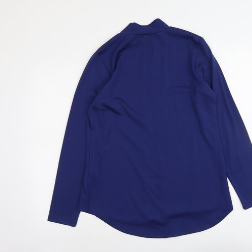 D&CO Womens Blue Polyester Basic T-Shirt Size M High Neck