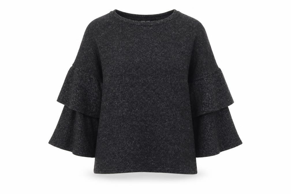 Front view of New Look women’s grey boat neck polyester jumper, size S