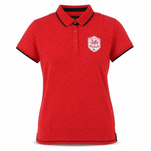 Cardiff City FC Womens Red Polka Dot Cotton Basic Polo Size XL Collared - Cardiff City FC