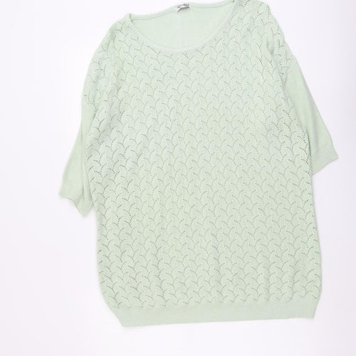 Damart Womens Green Boat Neck Acrylic Tunic Jumper Size 18