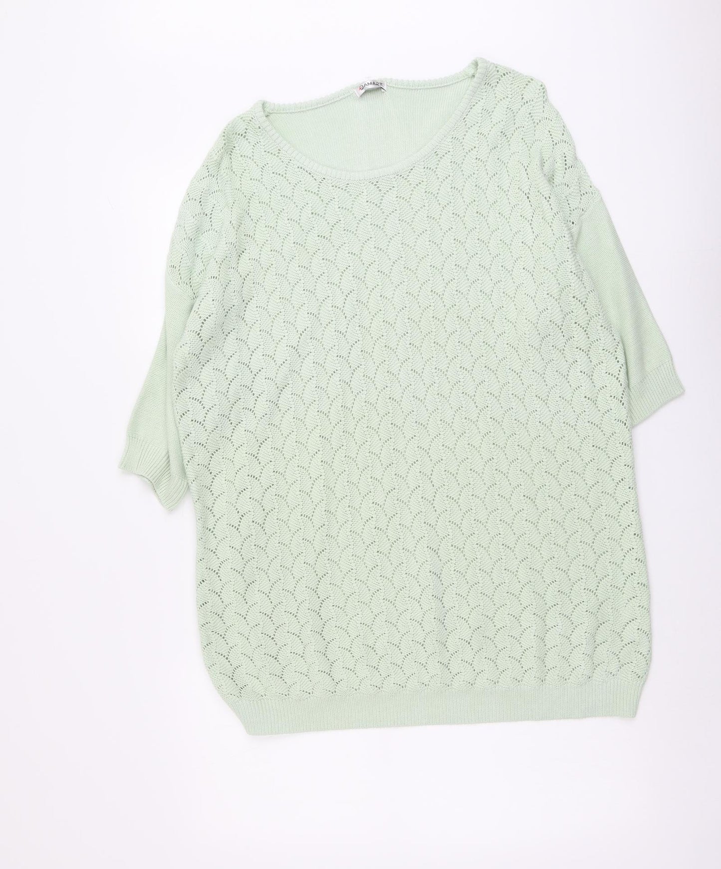 Damart Womens Green Boat Neck Acrylic Tunic Jumper Size 18