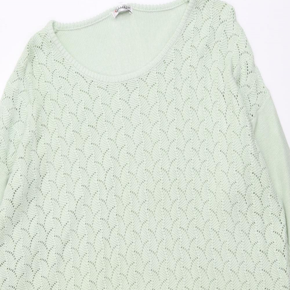 Damart Womens Green Boat Neck Acrylic Tunic Jumper Size 18