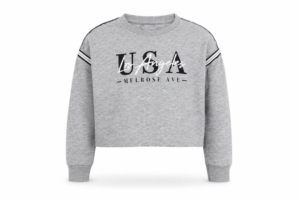 Front view of Primark girls’ grey polyester pullover sweatshirt, size 7-8, years pullover