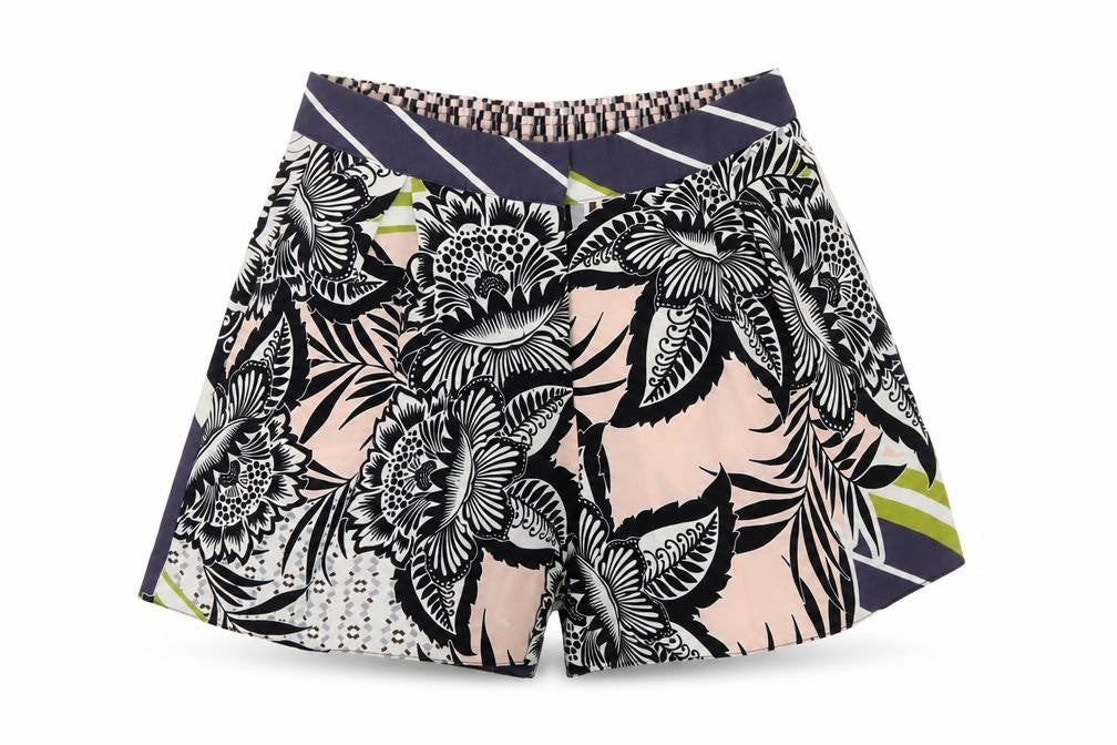 Topshop Womens Multicoloured Floral Polyester Culotte Shorts Size 8 L3 in Regular Button