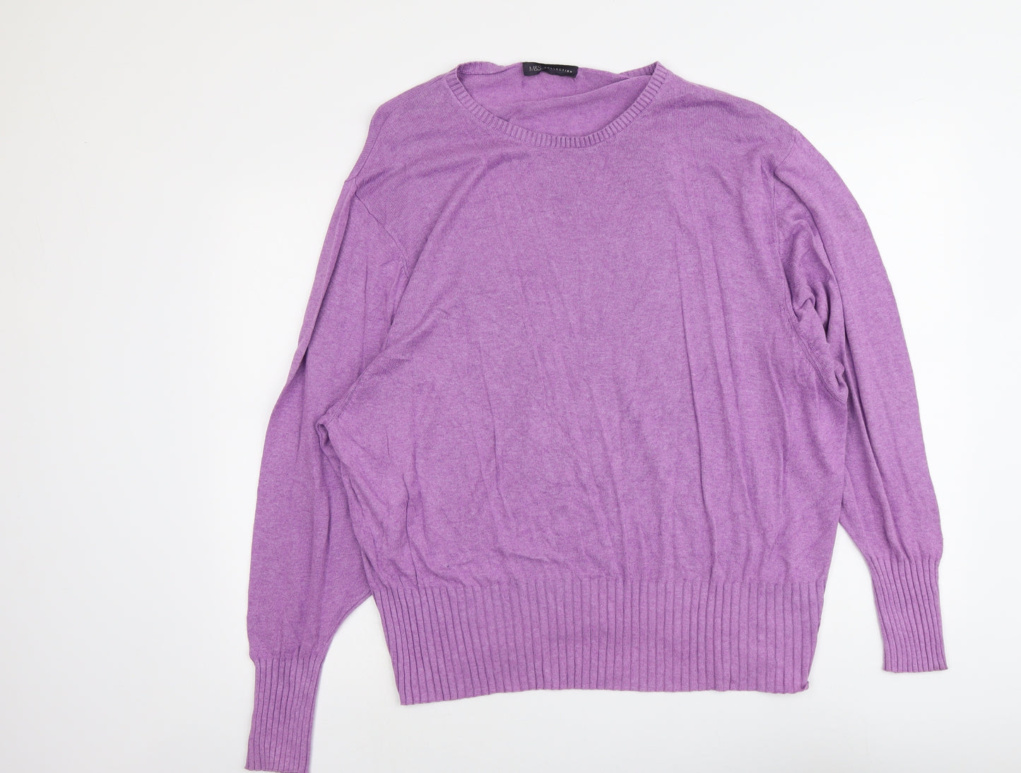 Marks and Spencer Womens Purple Round Neck Viscose Pullover Jumper Size XL