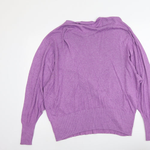 Marks and Spencer Womens Purple Round Neck Viscose Pullover Jumper Size XL