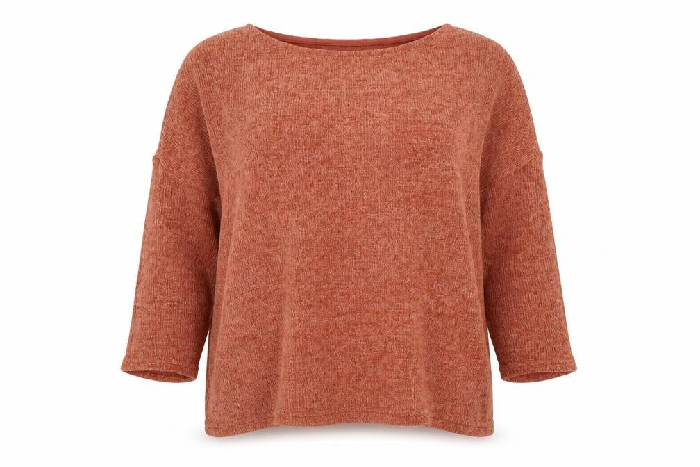Front view of Tu women’s red round neck acrylic jumper, size UK 16