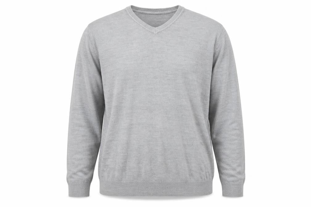 Burton Mens Grey V-Neck Acrylic Pullover Jumper Size 2XL Long Sleeve