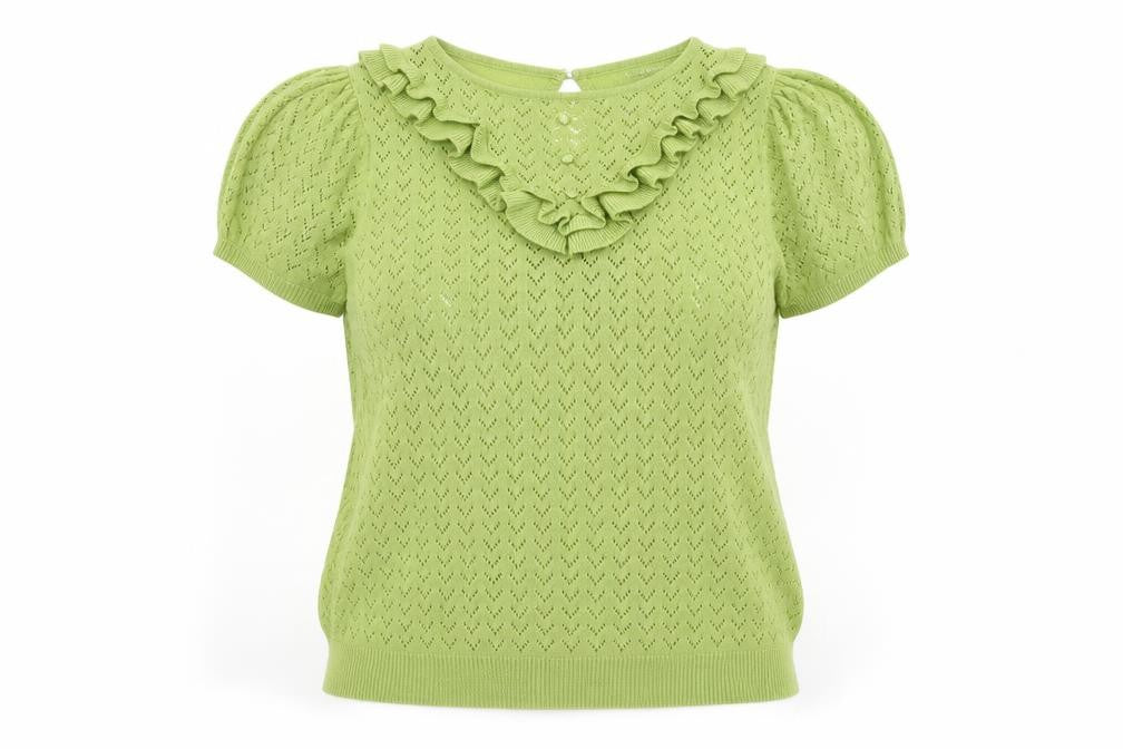 Dorothy Perkins Womens Green Round Neck Geometric Acrylic Pullover Jumper Size 16