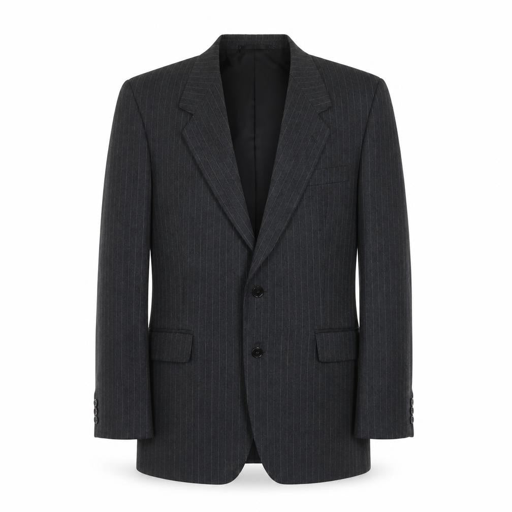 Front view of C&A men’s grey striped wool jacket suit jacket, size M, regular